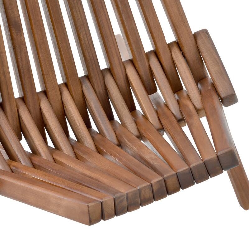 No Assembly Folding Acacia Wood Chair - Stylish Indoor Outdoor Relaxing Chair