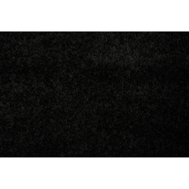 Hand Knotted Oriental 100% Wool Carpet Modern Contemporary Black Shaggy Area Rug - 5' 9'' X 3' 11''