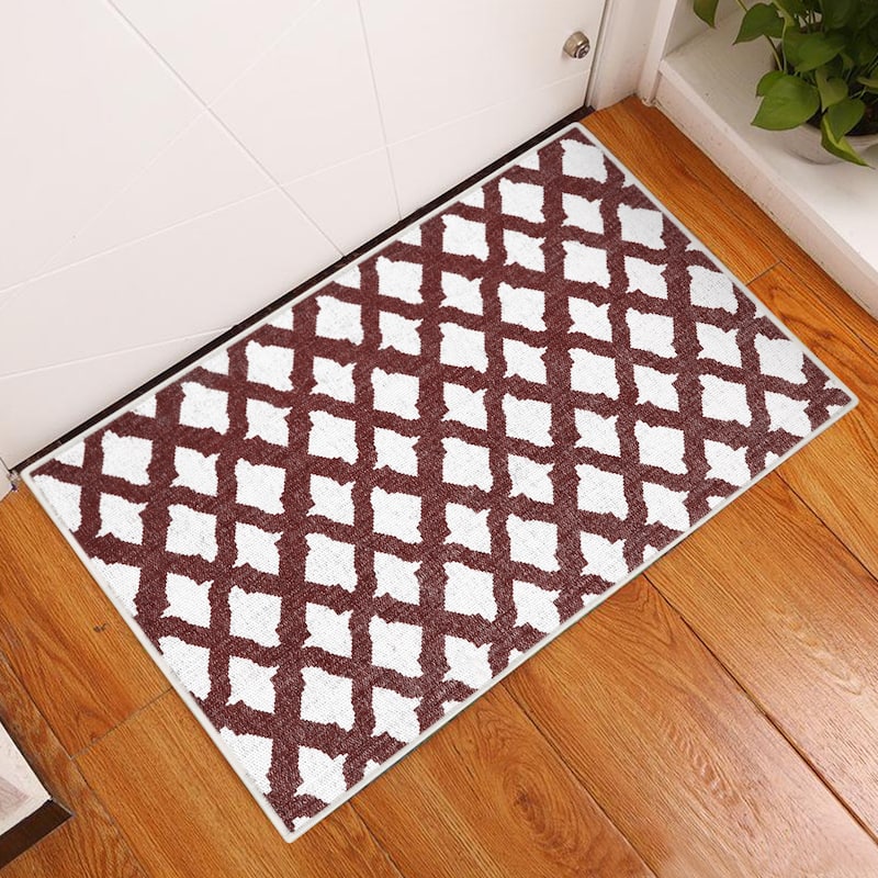 Sussexhome Heavy Duty Ultra Thin Non Slip Washable Cotton Indoor Rug - 2' x 3' - Maroon