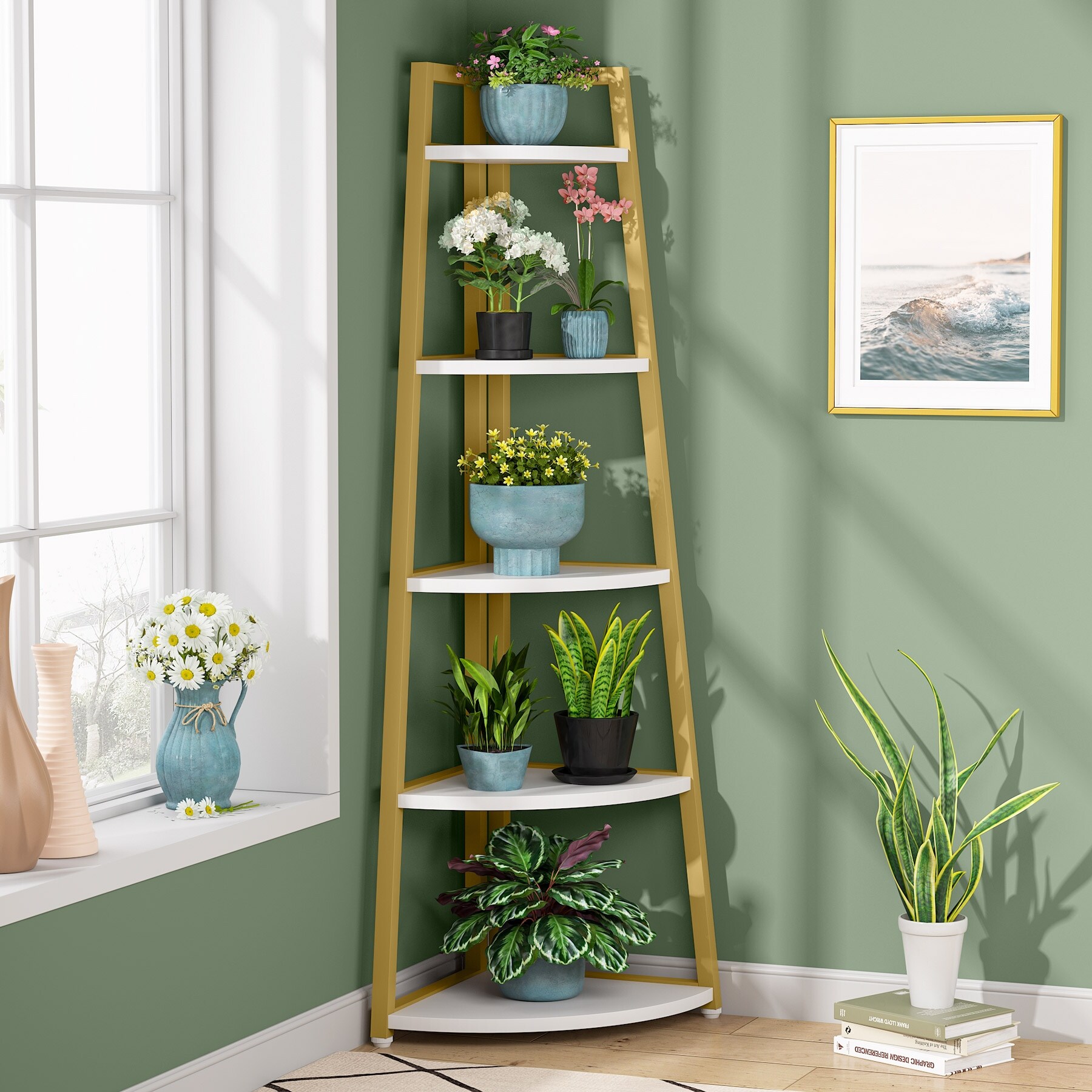 70 inch Tall Corner Shelf, Corner Bookshelf and Bookcase - On Sale