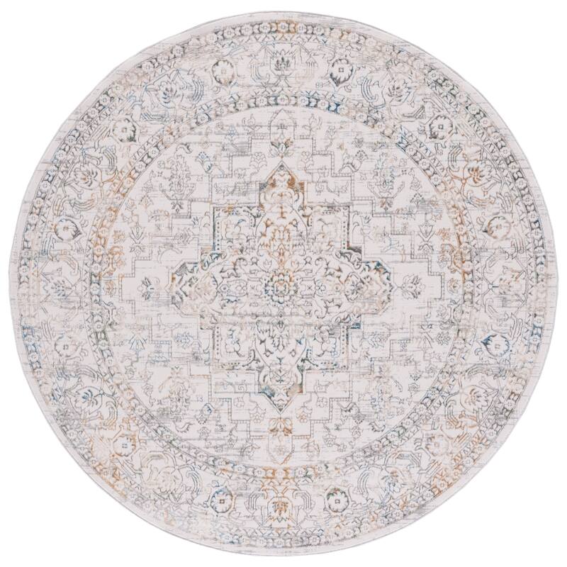 SAFAVIEH Bel Air Suzon Modern & Contemporary Rug - 6'7" Round - Ivory/Grey
