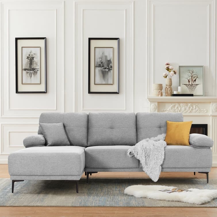 DENOSEN Modern L-shape Fabric Sectional Sofa and Chaise