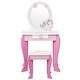 preview thumbnail 23 of 22, Costway Kids Vanity Makeup Dressing Table Chair Set Wooden W/ Mirror - See details