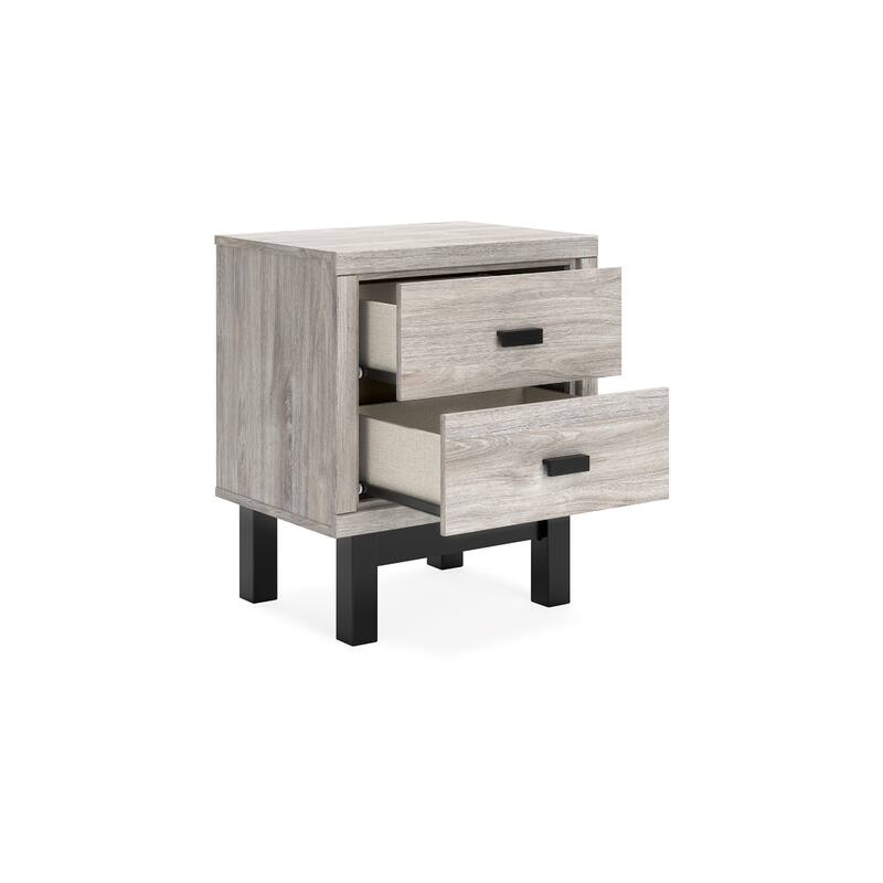 Veso Nightstand, 5 Drawers, 25 Inch, Modern Light Gray and Black