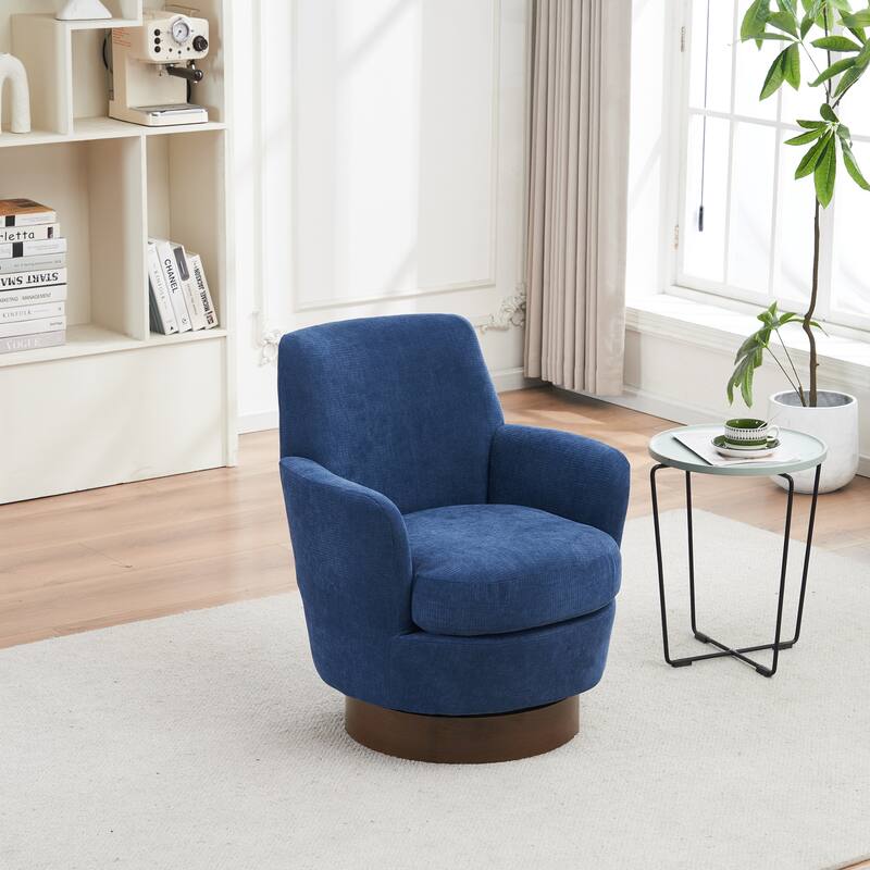 Swivel Barrel Chair, Accent Chairs Armchair for Living Room, Comfy Reading Chairs Round Barrel Chairs with Stainless Steel Base