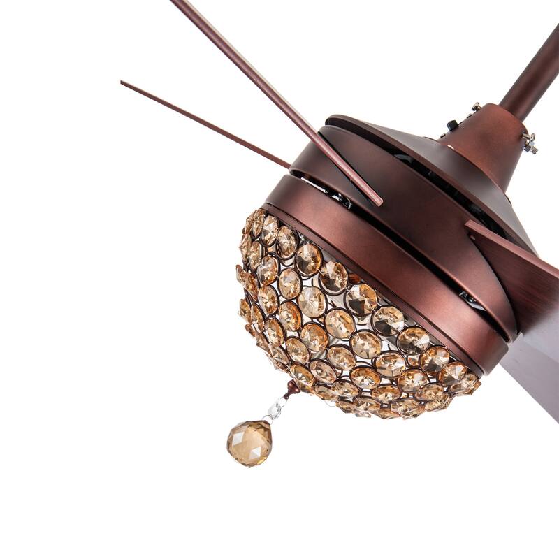 Bella Depot 52" Modern Crystal Ceiling Fan with LED Light, Reversible Ceiling Fan with Remote Control