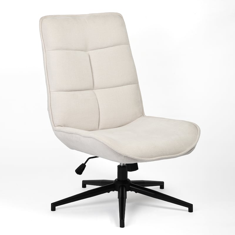 Homy Casa Modern Upholstered Task Chair with Adjustable Height and Swivel Base for Home Office and Study Room - Beige