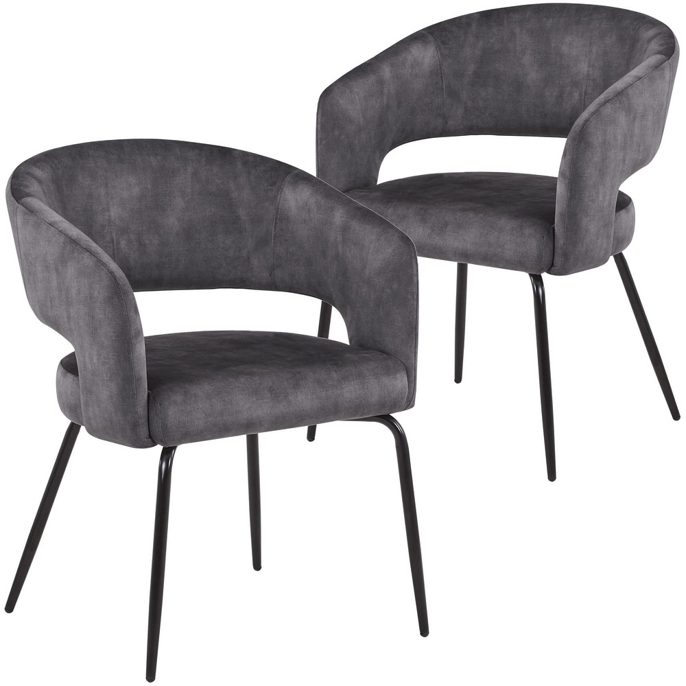 Gavin Contemporary Velvet/Leather Dining Chair with Open Back Design & Iron Legs for Dining/Living Rooms and Offices (Set of 2)