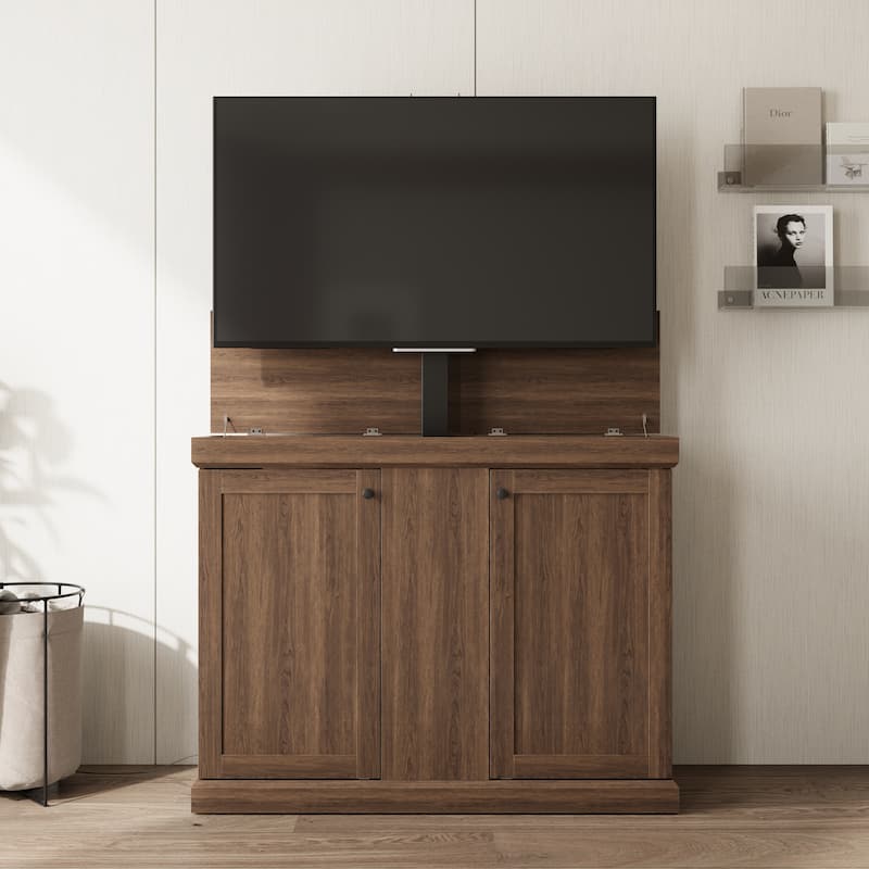 Motorized TV Lift Cabinet for TVs up to 50 Inch, Pop Up TV Lift Console with Remote Control, Hidden TV Cabinet Stand