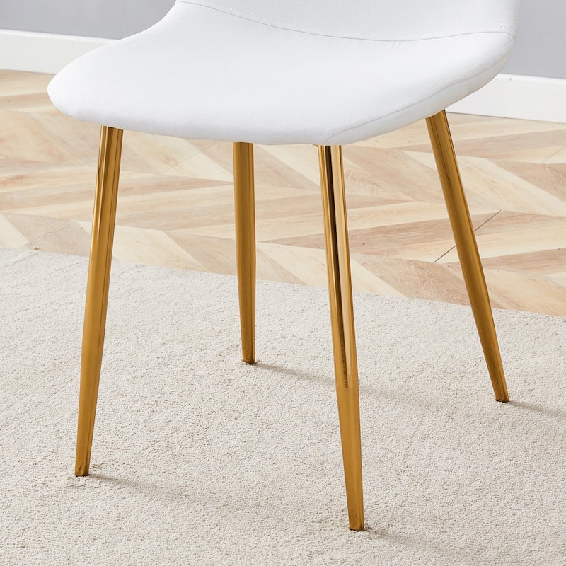 Minimalist Dining Chair Set of 4, Linen Fabric Kitchen Chair with Metal Legs Modern Armless Side Chair for Office