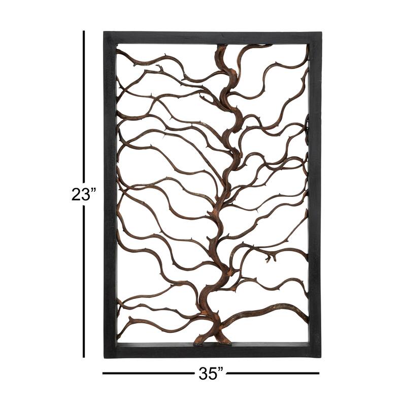 Black Wood Branch Tree Home Wall Decor with Black Frame