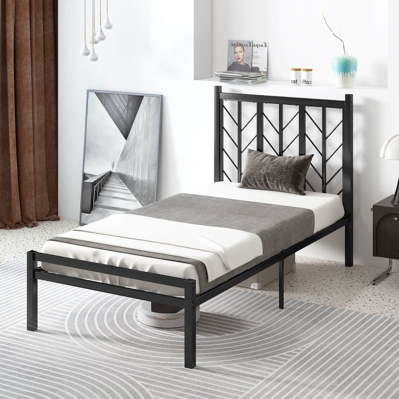 Costway Twin/Full/Queen Size Platform Bed with Headboard 11.5" Under
