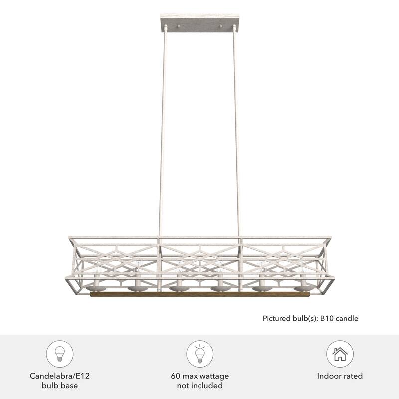 Hunter Langwood 6-Light Linear Chandelier - Dining Room, Kitchen Island, Cage - Contemporary, Modern Farmhouse, Shabby Chic