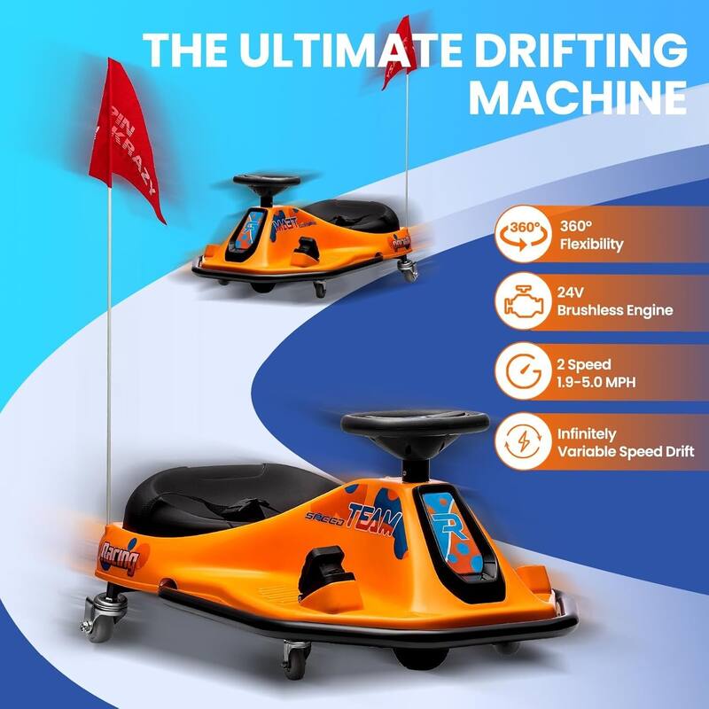 24V 7A Electric Ride-On Drifting Go Kart for Kids Best Gift