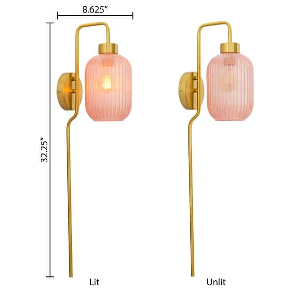 Adrienne River of Goods Pink Glass and Metal Retro Wall Sconce - 5.375 ...