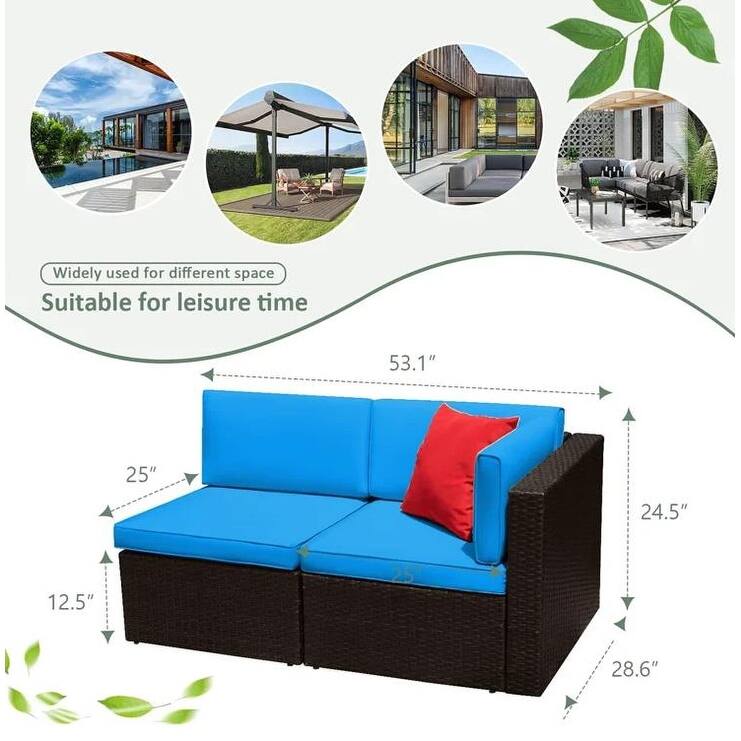 Furniwell 2-piece Outdoor Sectional Sofa Patio Conversation Set for Small Area