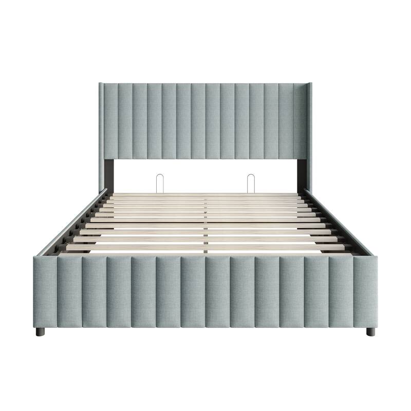 CraftPorch Minimalist Wingback Platform Lift Up Storage Bed
