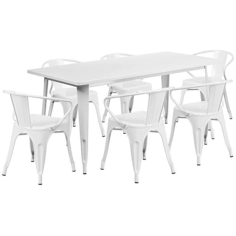 Rectangular Metal Indoor-Outdoor Table Set