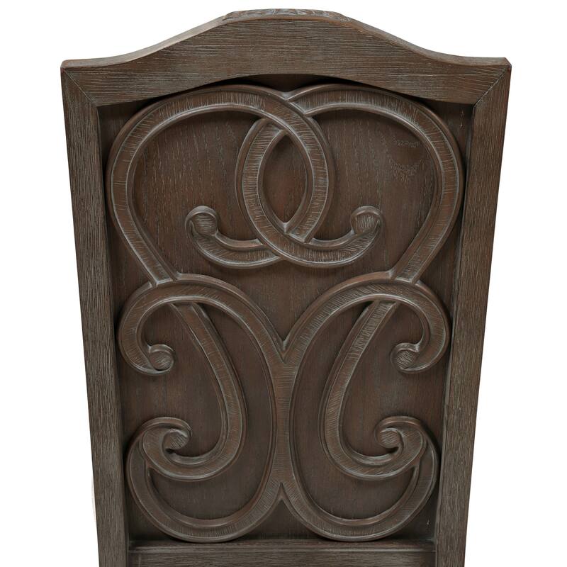 The Gray Barn Cornerways Formal High Back Carved Wood Dining Chairs (Set of 2)