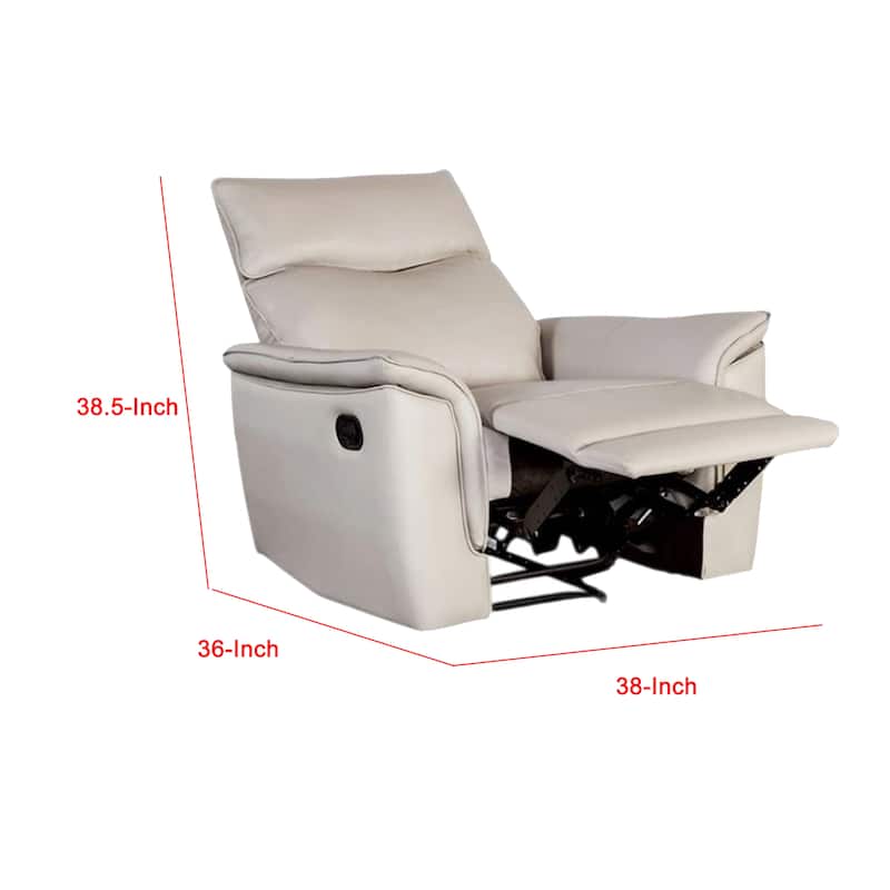 Lenne Manual Recliner Chair, Taupe Leather Match, Padded Arms