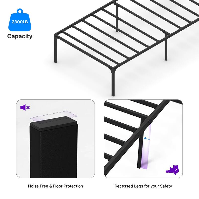 NapQueen ZETA 16 Inch Height Metal Platform Bed Frame