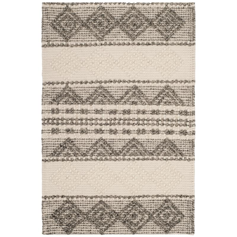 SAFAVIEH Handmade Natura Annedorte Wool Rug - 2' x 3' - Grey/Ivory - Rectangle