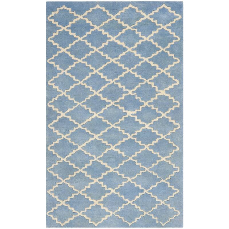 SAFAVIEH Handmade Chatham Gwladys Modern Moroccan Wool Rug - 2'3" x 5' - Blue Grey