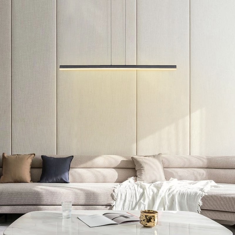 Modern Kitchen Island Dimmable LED Acrylic Linear Pendant Light - Length 47.64''