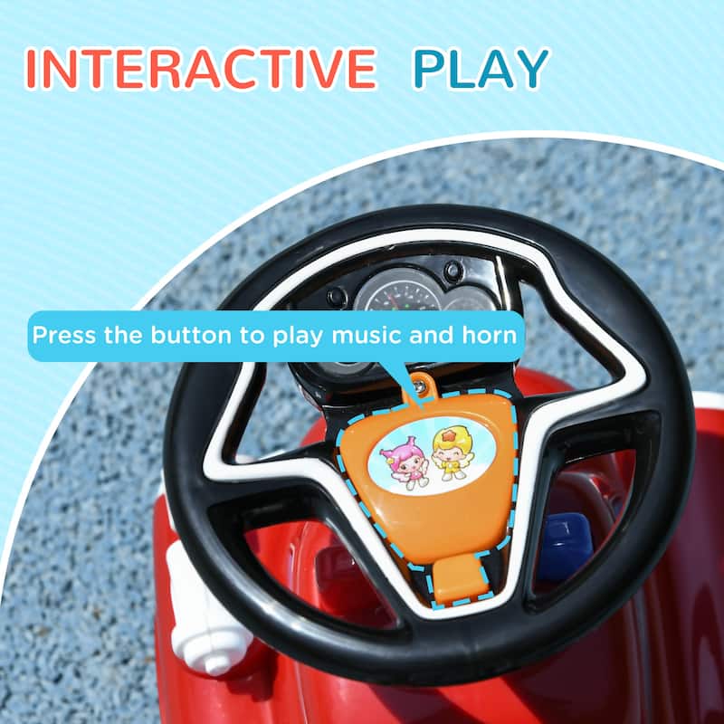 Toddler Ride-On Fire Truck with Music and Lights, Foot-to-Floor Baby Car with Under Seat Storage for Kids 18-36 Months - Red
