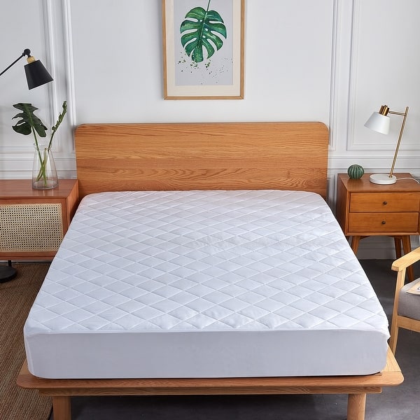 4 Layer Quilted Waterproof Mattress Pad Hypoallergenic Protector Cover - White - Twin