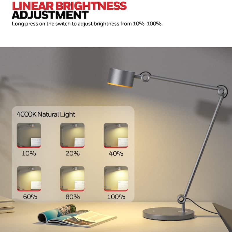 Honeywell LED Architect Desk Lamp 4000K Dimmable Swing Arm Eye Care​​