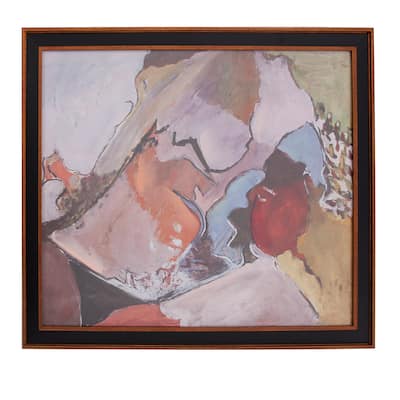 Allan Andrews Wood Framed Abstract Mid Century Sectional Wall Art