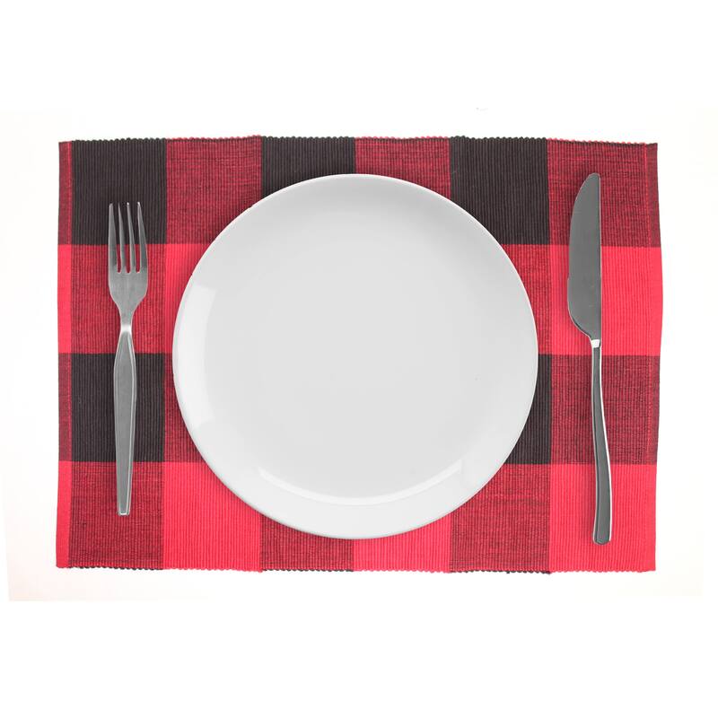 Fabstyles Buffalo Check High Quality Cotton Placemats Set of 4 - 13"x19"