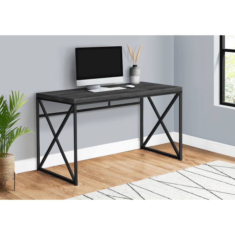 Monarch Specialties 48" Home Office Desk - Black Reclaimed Top + Black Legs