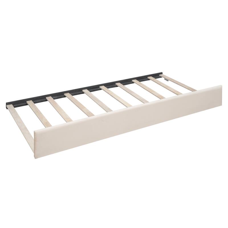 Velvet Daybed with Trundle & Wood Slats