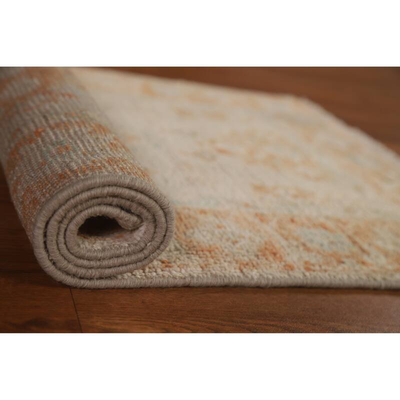 Geometric Oushak Turkish Oriental Rug Wool Hand-knotted Foyer Carpet - 2'0" x 3'10"