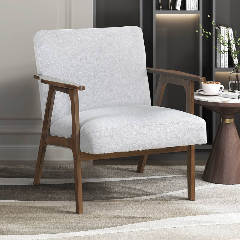 Dean 27" Textured Fabric Accent Chair - Solid Rubberwood Frame