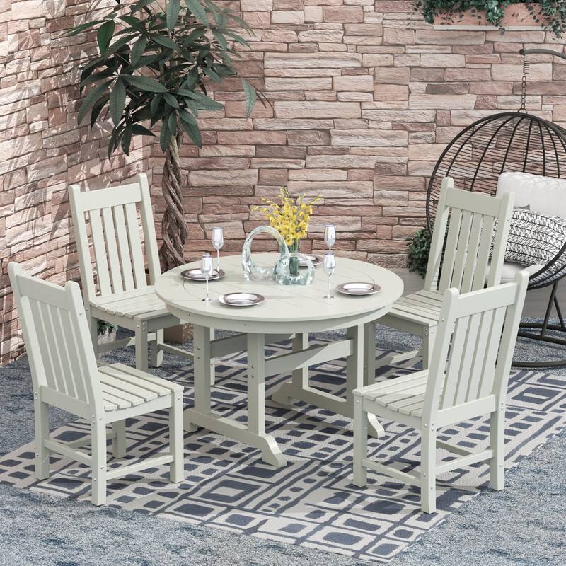 Laguna Hdpe All Weather Outdoor Patio Dining Set with Round Table, Armless Chairs (5-Piece Set)