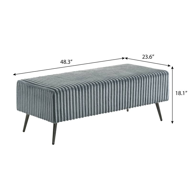 Mavela Wide Wale Corduroy Upholstery Bench, Cream