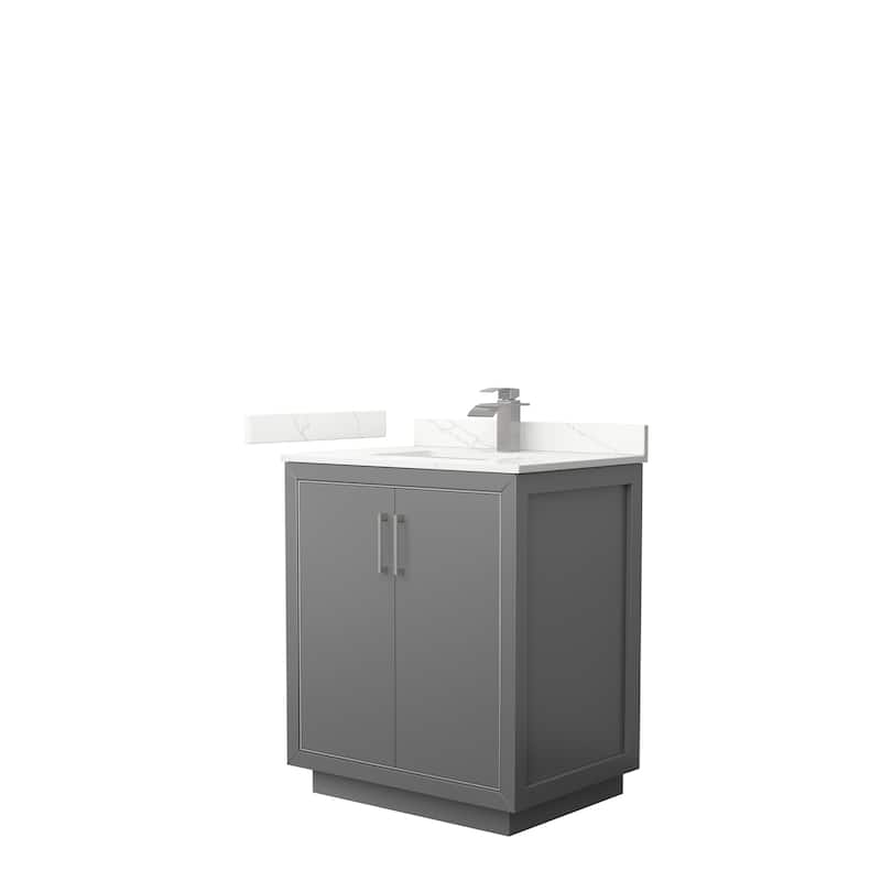 Icon 30-inch Single Vanity, Quartz Top - Dark Gray, Nickel Trim, Giotto Quartz Top