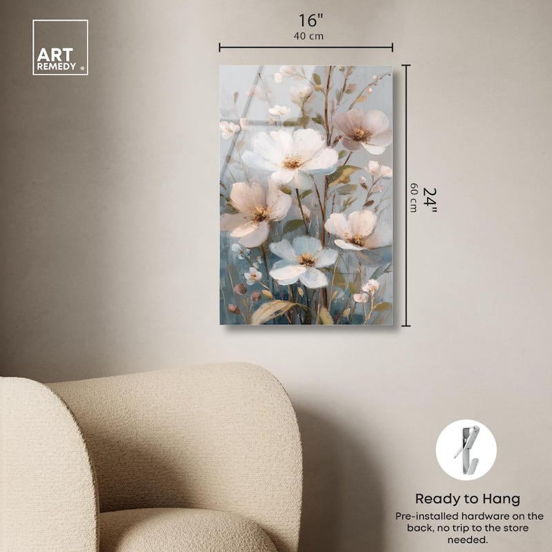 Vintage White Meadow Acrylic by Art Remedy, Ready to Hang