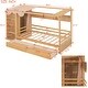 preview thumbnail 7 of 18, Natural Twin Size Solid Wood House Bed with Two Drawers, Roof, and Wardrobe for Kids