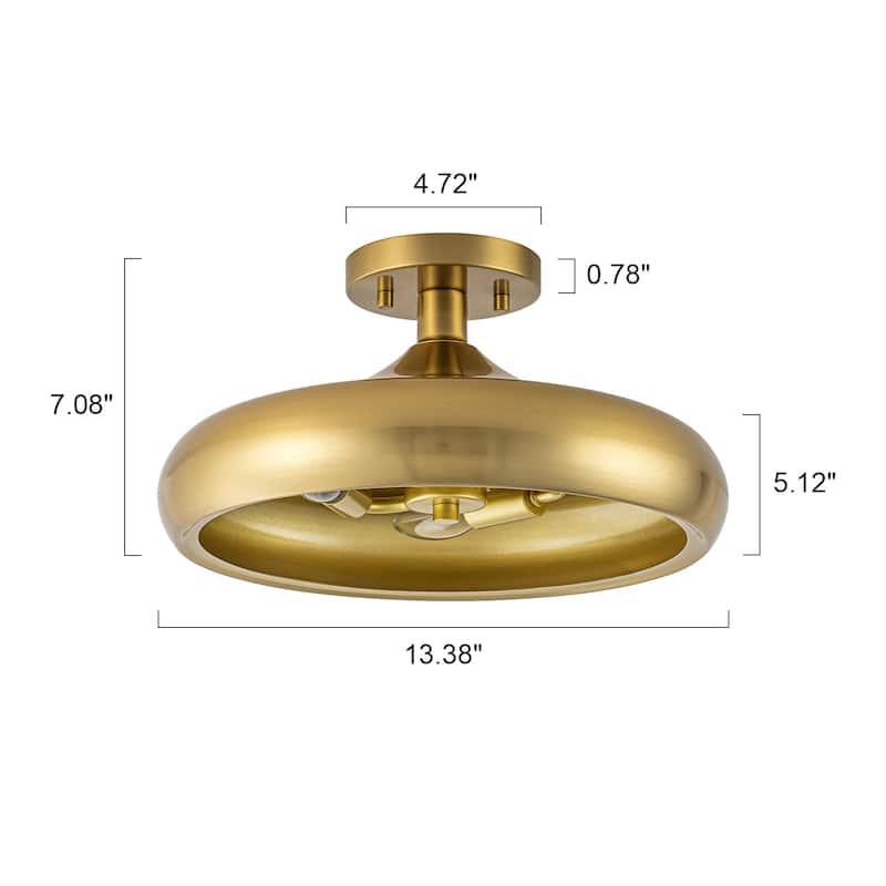 3-Light Industrial Antique Bronze Semi-Flush Mount Ceiling Light - Antique Bronze - 13.4-in W x 7.08-in H