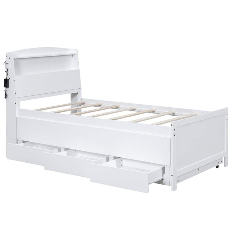 Twin Platform Bed with Trundle and 3 Drawers