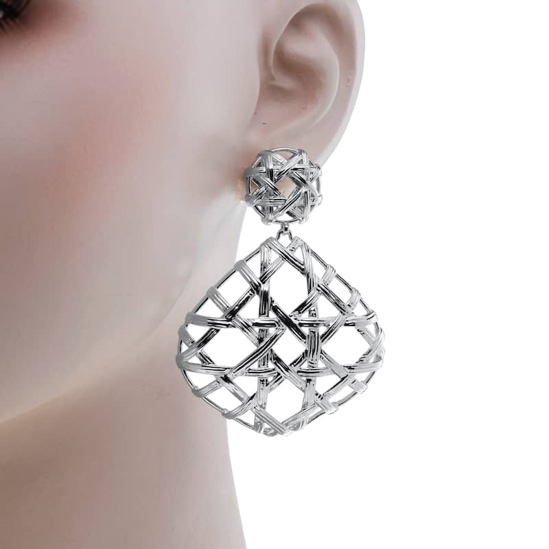 Kendra Scott Natalie Rhodium Plated Statement Earrings - Silver - 2.3" x 1.9"