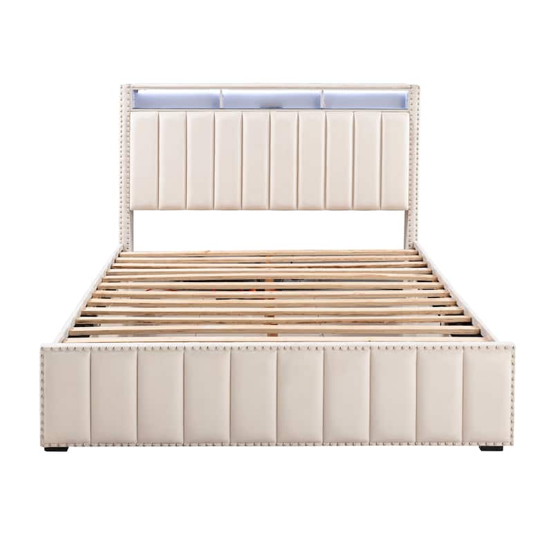 247 Shop At Home Fynor Modern 3-Piece Velvet Queen Storage Platform Bedroom Set
