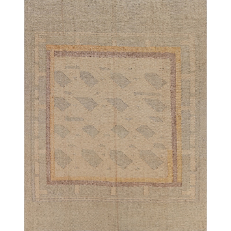 Hand Woven Oriental 100% Jute Carpet Southwestern Modern Peach Kilim Area Rug - 9' 5'' X 8' 4''