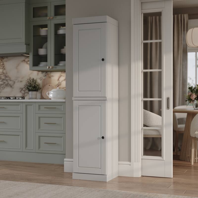 100% Solid Wood Tall Freestanding Kitchen Pantry Cabinet with Doors, Adjustable Shelves, Modular Storage, 16.5" W x 71.5" H - Off White