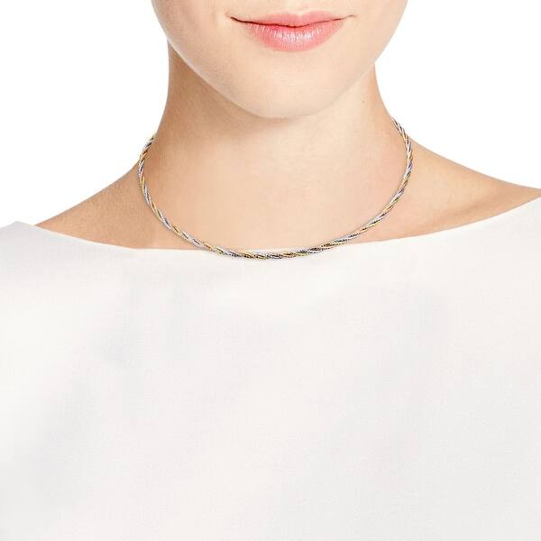 Handmade Twisted Tri Color Gold Over Sterling Silver 16 Inch Omega Chain Necklace Thailand Overstock 33049341