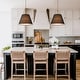 preview thumbnail 69 of 91, Mid Century 4-Light Conical Fabric Shade Lantern Pendant Ambient Light 23.6in - Brass Finish-Black Shade
